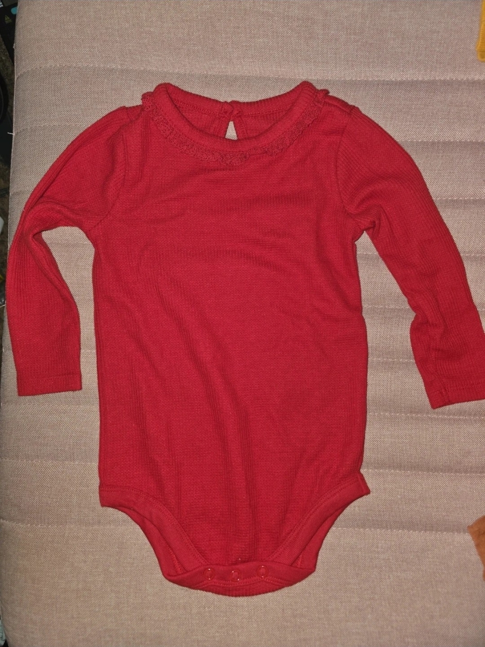 18 Month Classic Red Long-Sleeve Baby One-Piece